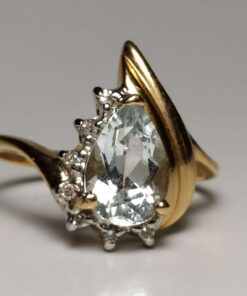 Pear Shaped Aquamarine & Diamond Ring