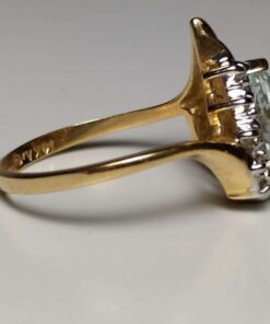 Pear Shaped Aquamarine & Diamond Ring side view