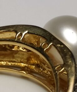 Pearl and Diamond Gold Ring close up