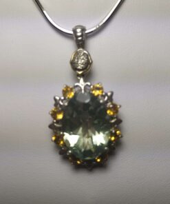 Peridot & Citrine White Gold Necklace closeup