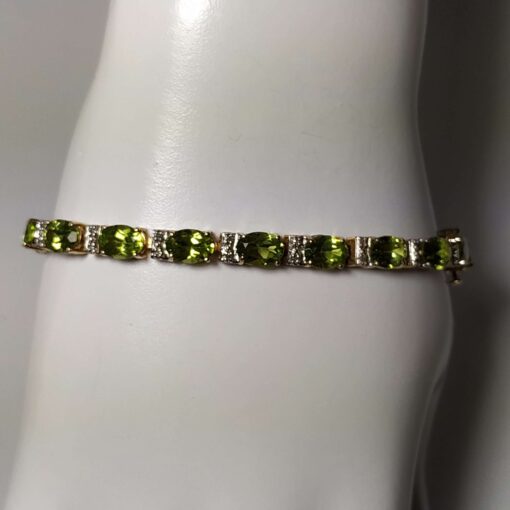 Peridot & Diamond Gold Gemstone Bracelet