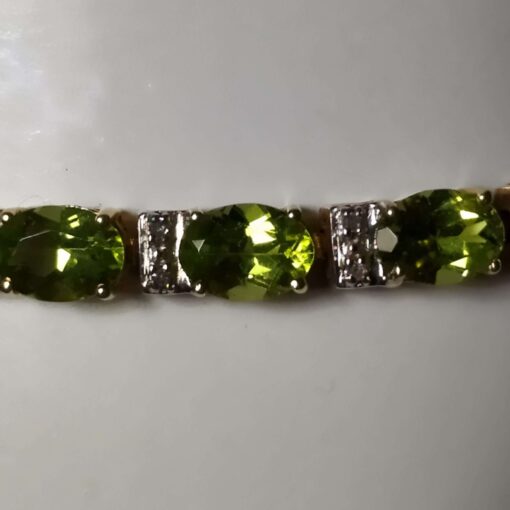 Peridot & Diamond Gold Gemstone Bracelet closeup