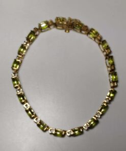 Peridot & Diamond Gold Gemstone Bracelet full view