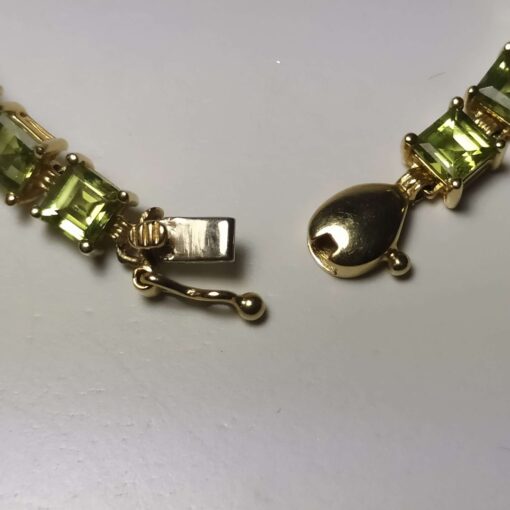 Peridot & Diamond Gold Gemstone Bracelet open clasp