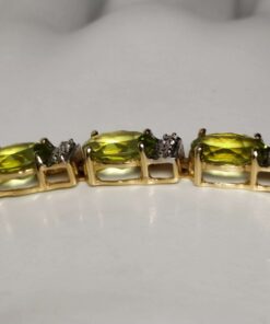 Peridot & Diamond Gold Gemstone Bracelet side view