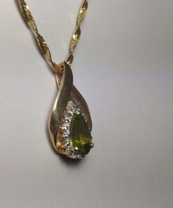 Peridot & Diamond Gold Necklace closeup side view