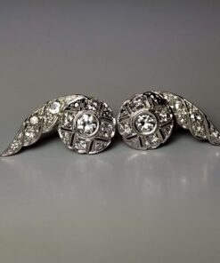 Platinum Diamond Scallop Earrings side