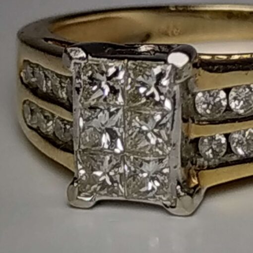 Princess Cut Diamond Cluster Ring closeup