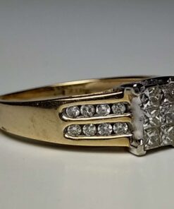 Princess Cut Diamond Cluster Ring side