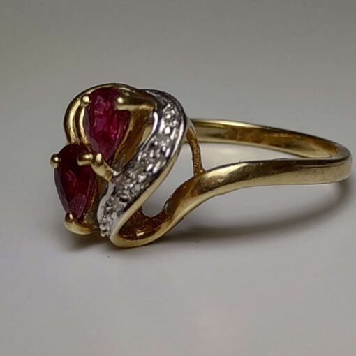 Ruby & Diamond Heart Gold Ring side