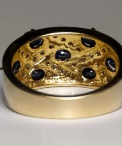 Sapphire and Diamond Gold Band back view