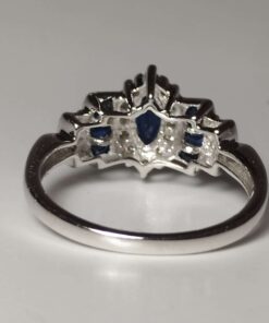 Sapphire and Diamond White Gold Ring back view