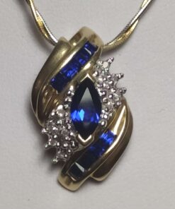 Sapphire & Diamond Two-Tone Gold Necklace closeup