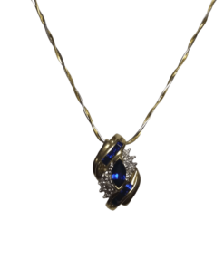 Sapphire & Diamond Two-Tone Gold Necklace outline