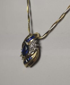 Sapphire & Diamond Two-Tone Gold Necklace side view