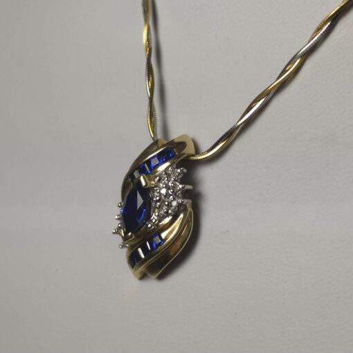 Sapphire & Diamond Two-Tone Gold Necklace side view