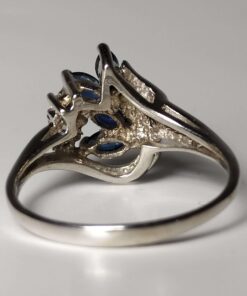 Sapphire & Diamond White Gold Ring back view