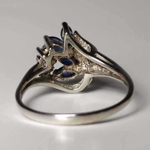 Sapphire & Diamond White Gold Ring back view