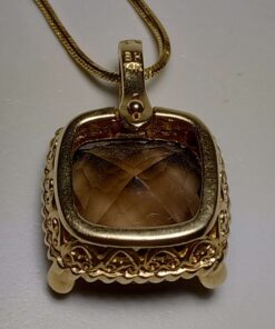 Smoky Quartz & Diamond Gold Necklace back view