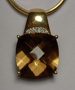 Smoky Quartz & Diamond Gold Necklace closeup