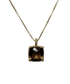 Smoky Quartz & Diamond Gold Necklace outline