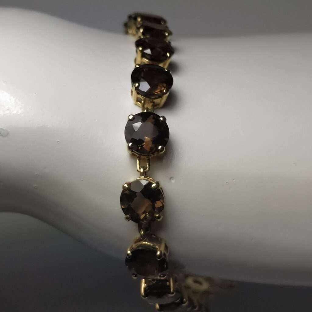 Smoky Quartz Gold Tennis Bracelet | JewelryShuk