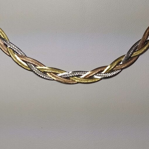 Tri-Color Braided Necklace closeup