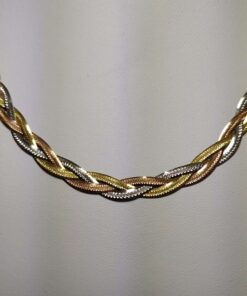 Tri-Color Gold Braided Necklace 1