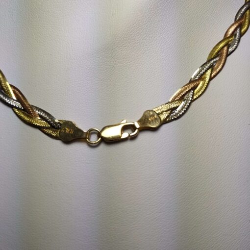 Tri-Color Gold Braided Necklace clasp