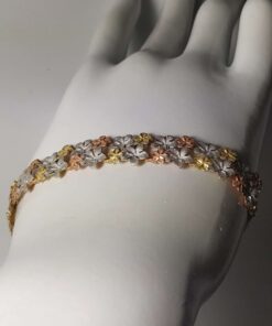 Tri-Color Gold Flower Bracelet