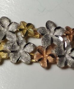 Tri-Color Gold Flower Bracelet closeup
