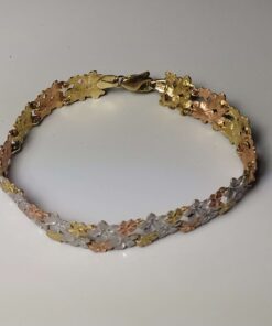 Tri-Color Gold Flower Bracelet full