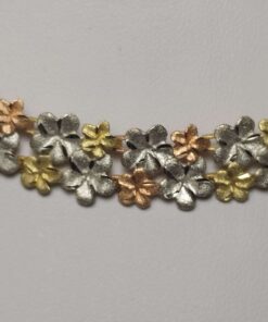 Tri-Color Gold Flower Necklace closeup