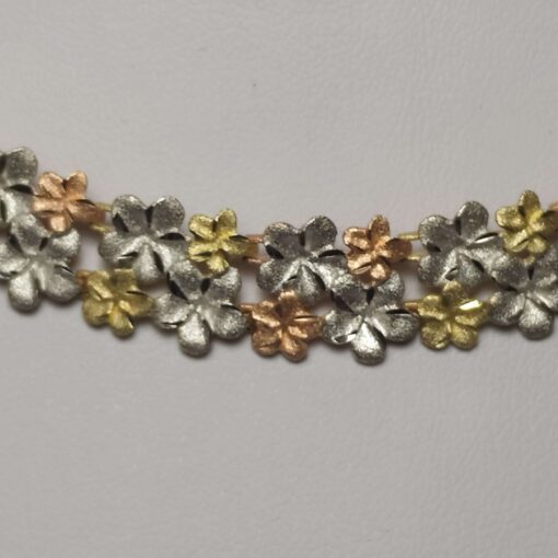Tri-Color Gold Flower Necklace closeup