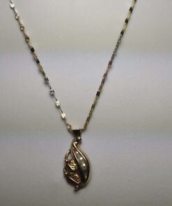 Tri-Color Gold Pearl Leaf Necklace