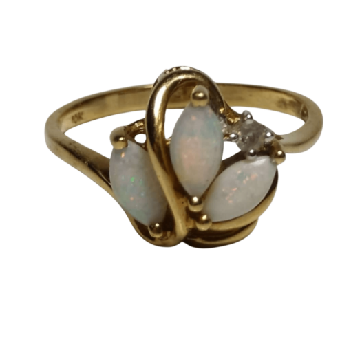 Triple Opal and Diamond Ring outline
