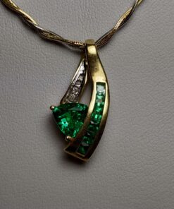 Tsavorite & Diamond Two-Tone Gold Necklace closeup