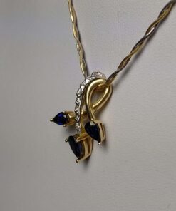 Two-Tone Gold Sapphire & Diamond Necklace side view