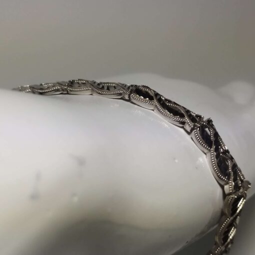 White Gold Diamond-Cut Bracelet side view