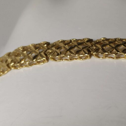 Wide Diamond-Cut Gold Bracelet closeup