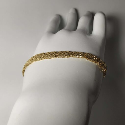 Wide Diamond-Cut Gold Bracelet side view