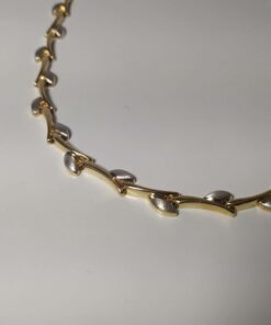 Yellow & White Gold Leaf Necklace side view