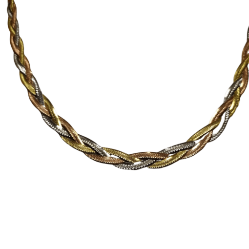 Tri-Color Gold Braided Necklace outline
