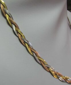 Tri-Color Gold Braided Necklace side view