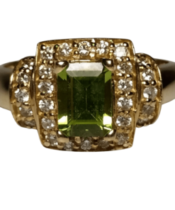 Peridot & Diamond Yellow Gold Ring