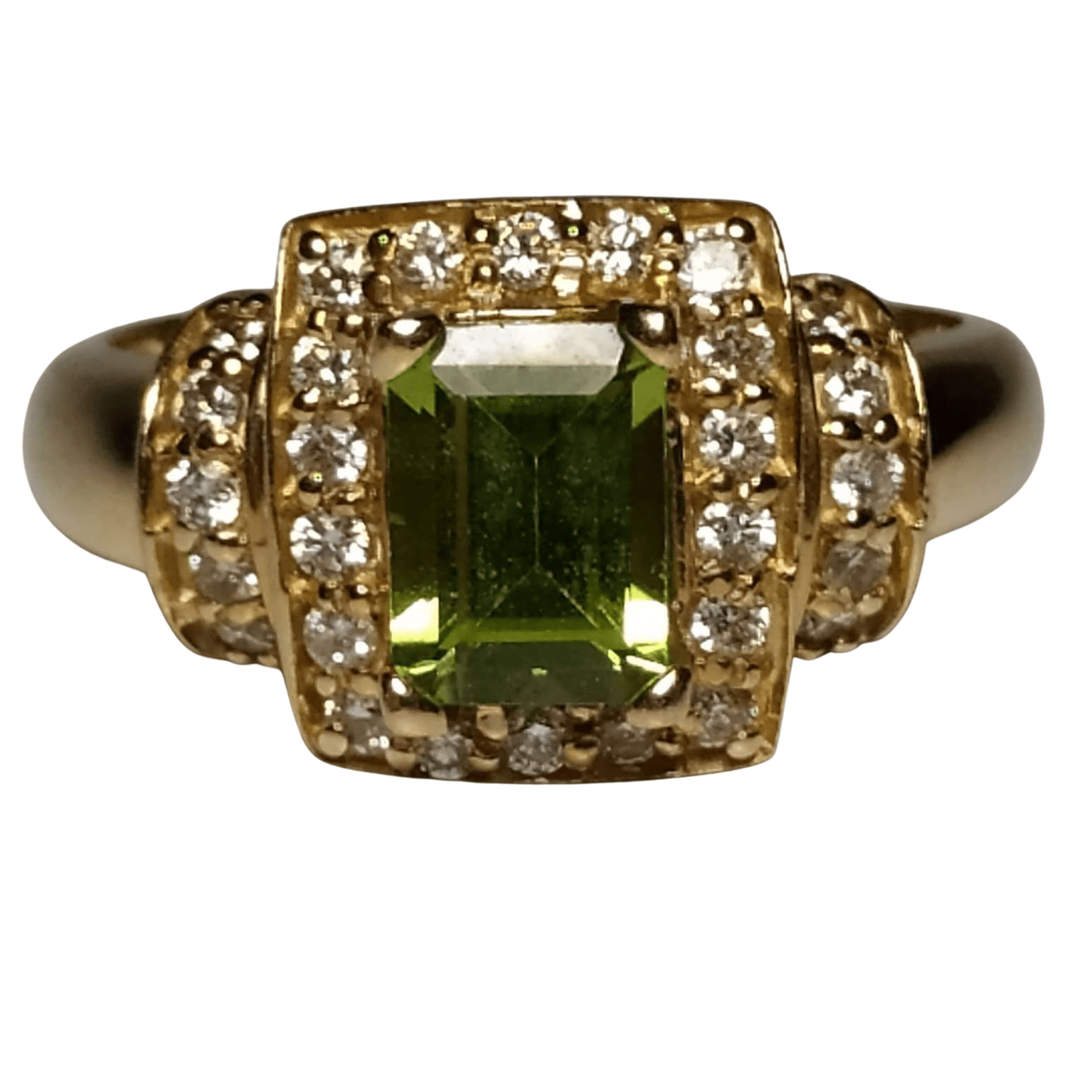 Peridot & Diamond Yellow Gold Ring
