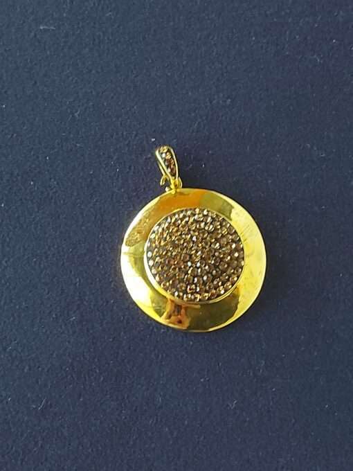 18K Round Peach Crystal Cluster Pendant