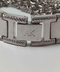 Anne Klein Women’s Stainless Steel Charm Bracelet Watch clasp close up