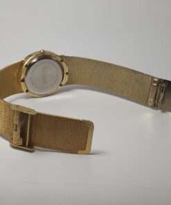 Lucerne Gold Tone Mesh Band Watch With Crystals side view