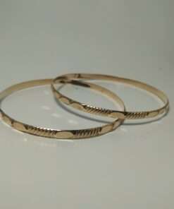 Pair of Solid Gold Bangle Bracelets front